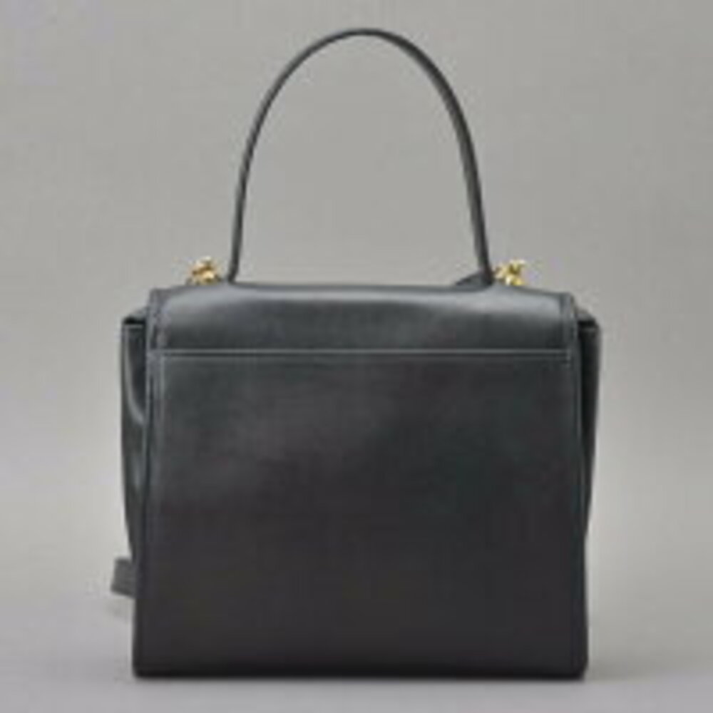 CELINE ring hardware handbag shoulder bag leather black crossbody top handle - Picture 3 of 6